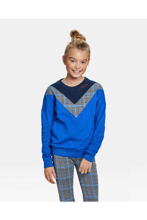 geruite sweater blauw/donkerblauw