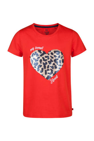 T-shirt met omkeerbare pailletten rood