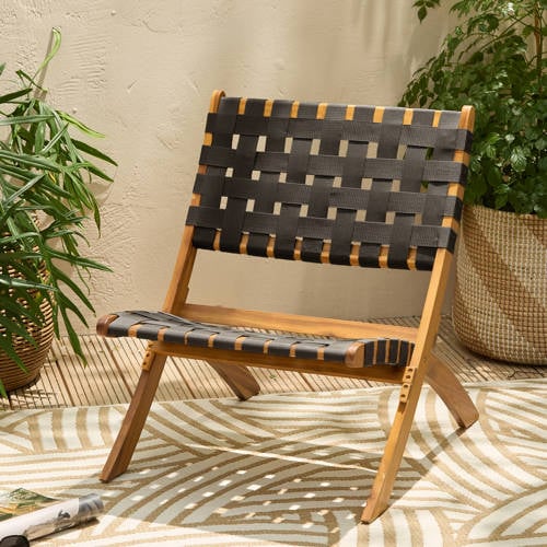 NOUS Garden inklapbare tuinstoel Cocos – Zwart/naturel