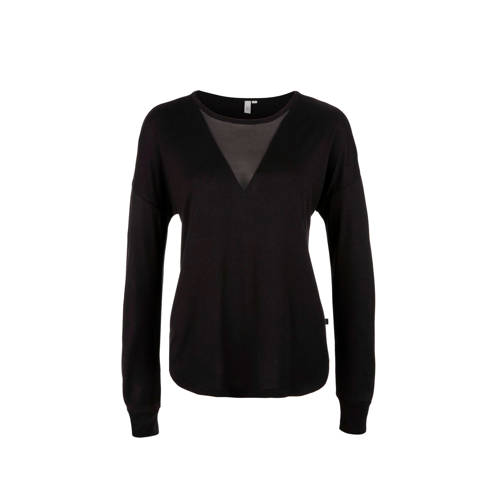 Qs Designed By Top Met Semi Transparante V Hals Zwart qs designed by kopen in de aanbieding