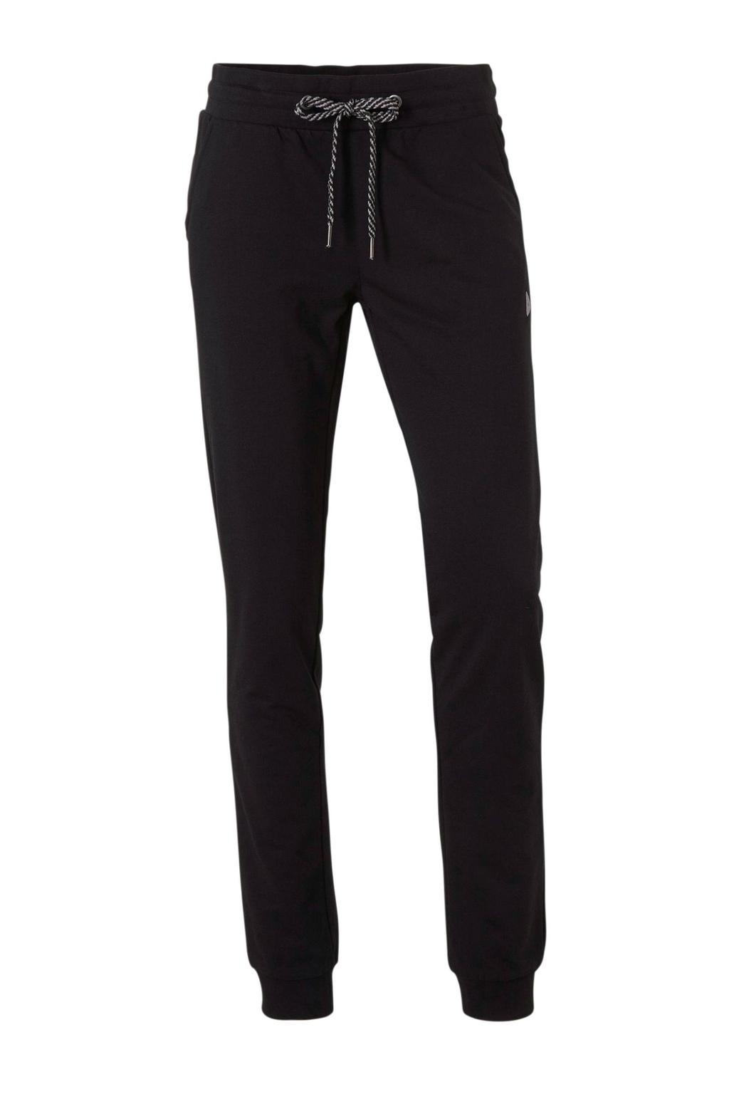 Zwarte dames Donnay trainingsbroek Puck van polyester met regular fit, regular waist, elastische tailleband met koord en effen
