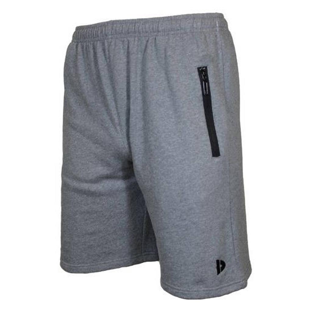 Grijze heren Donnay sportshort Nick gemeleerd van polyester met elastische tailleband met koord en effen