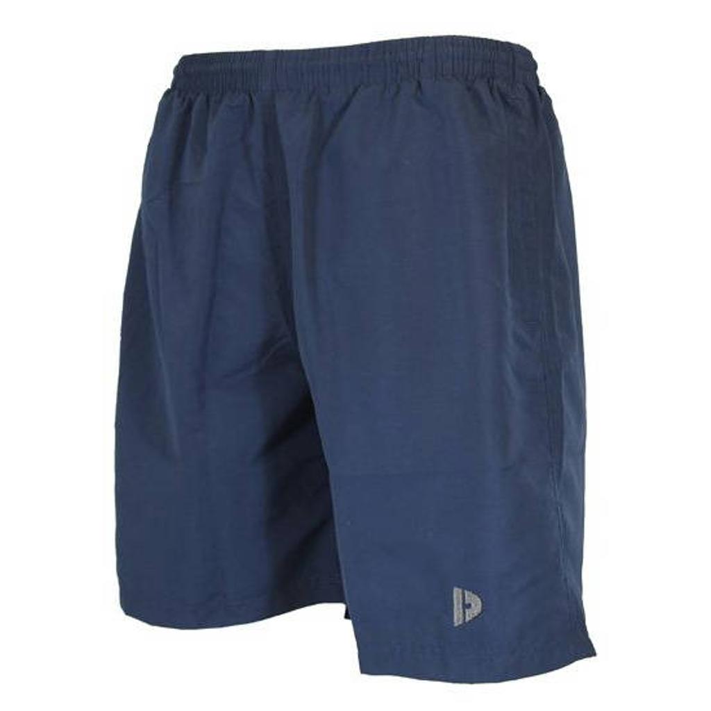 Donkerblauwe heren Donnay sportshort Ian van polyester met regular fit, elastische tailleband met koord en effen