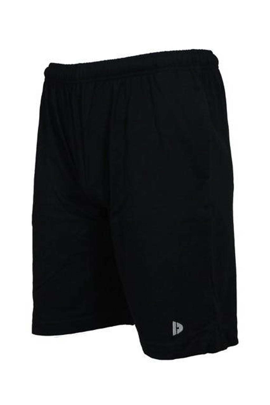 Zwarte heren Donnay sportshort van katoen met elastische tailleband met koord en effen