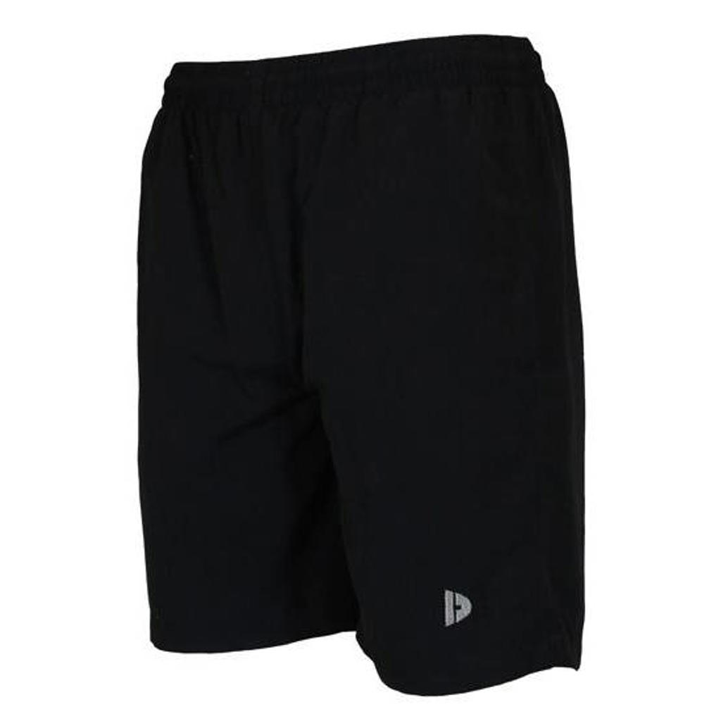 Zwarte heren Donnay Ian sportshort van polyester met regular fit, elastische tailleband met koord en effen
