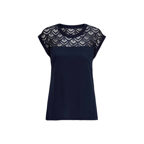 Only T Shirt Met Kant Blauw only kopen in de aanbieding