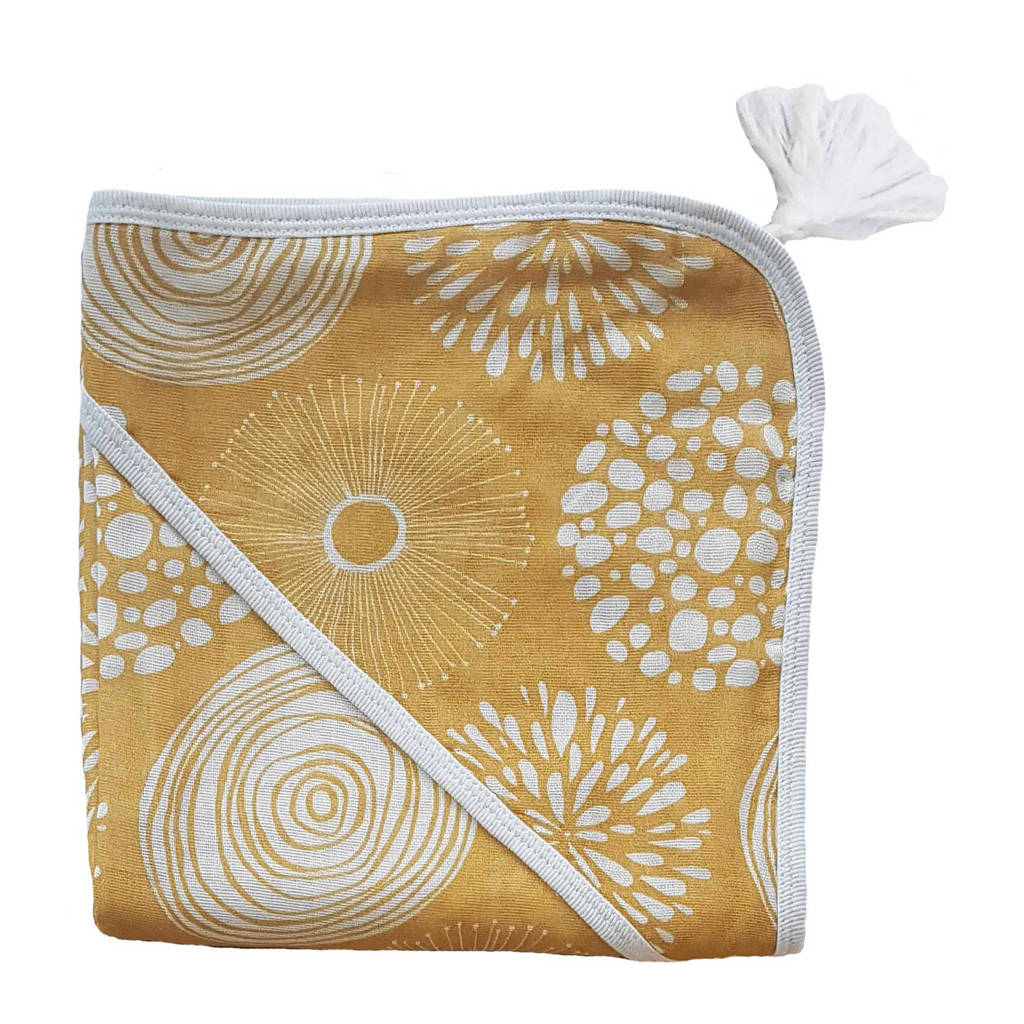 Witlof for kids badcape 100x100 cm Sparkle Sweet honey/offwhite, Okergeel/wit