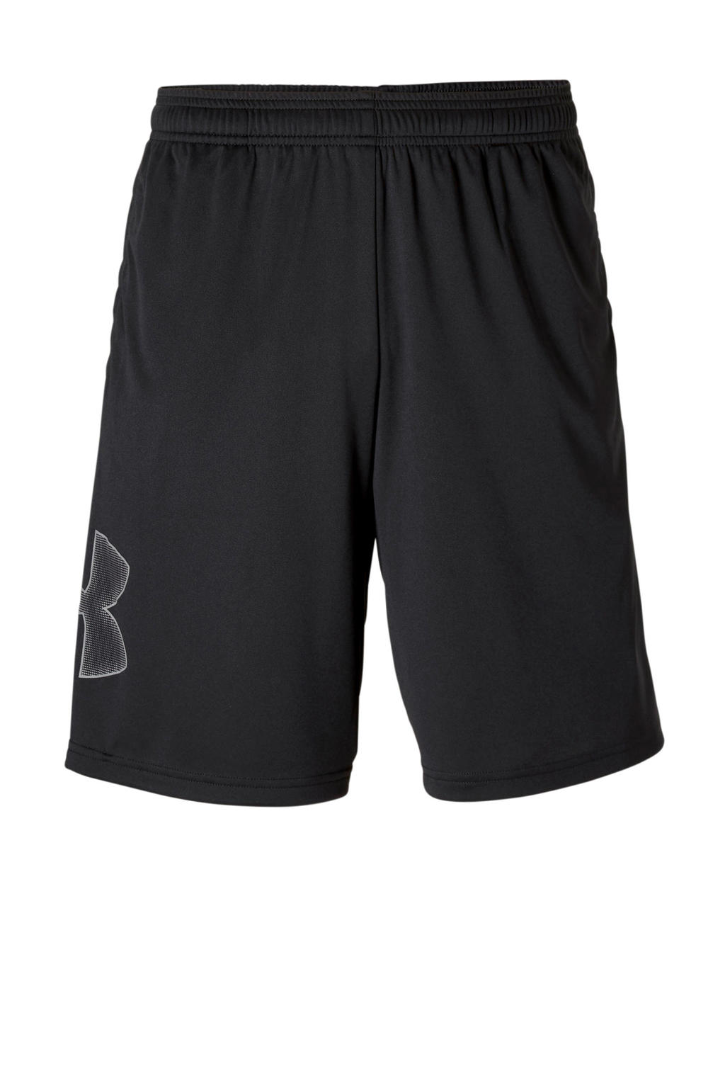 Zwarte heren Under Armour sportshort van polyester met regular fit, regular waist, elastische tailleband met koord en effen