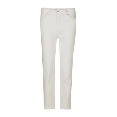 We Fashion Blue Ridge Cropped High Waist Straight Fit Jeans Ecru we fashion kopen in de aanbieding