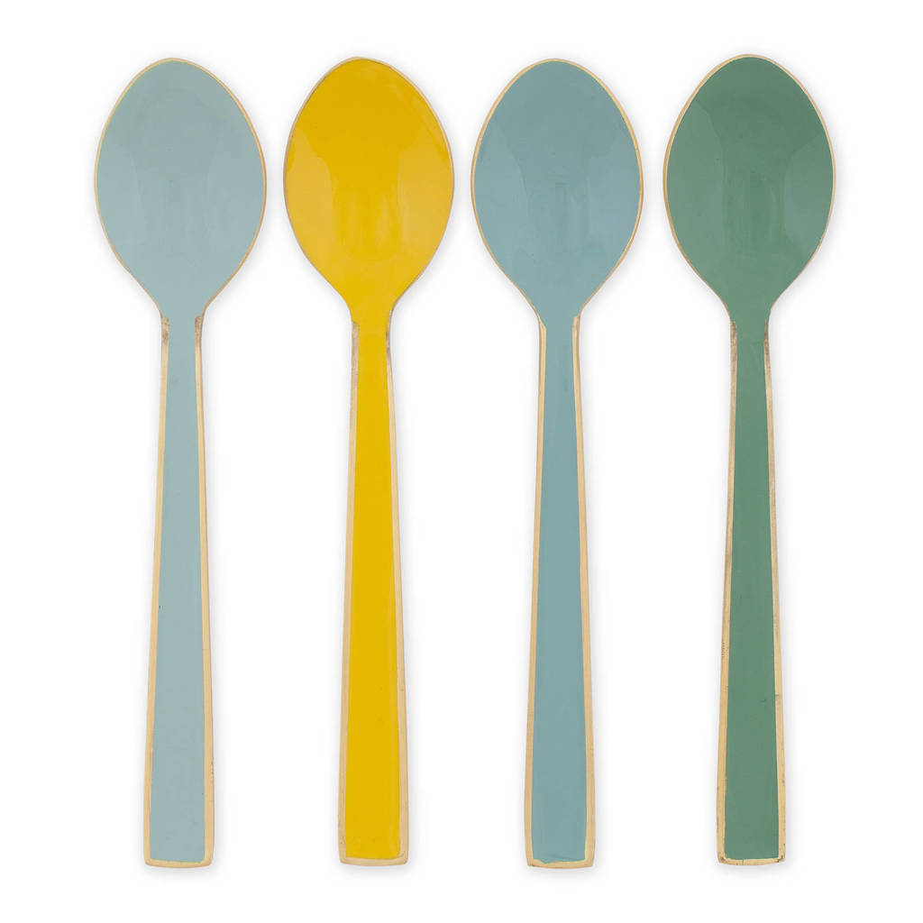 Pip Studio theelepel (16 cm) (4-delig), Blauw/groen/geel
