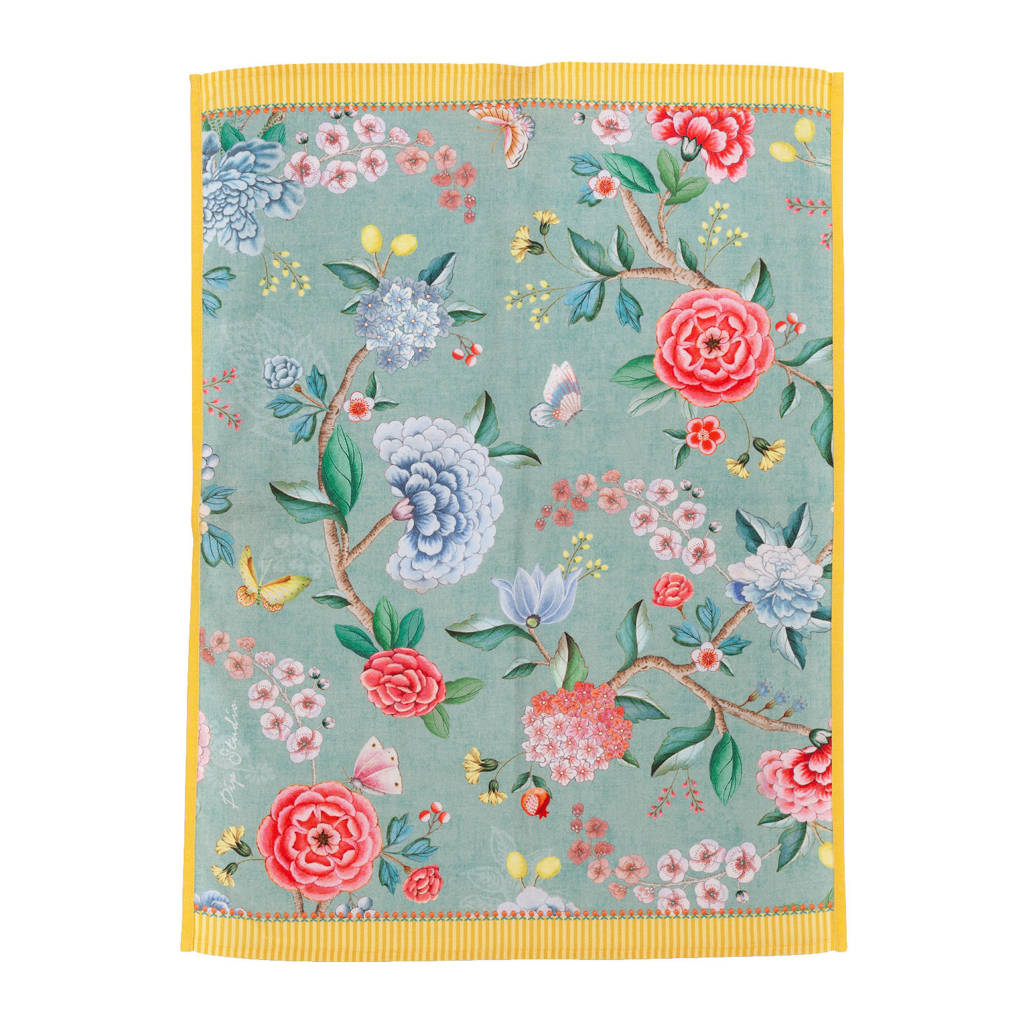 Pip Studio Blushing Birds theedoek (50x70 cm), Lichtblauw
