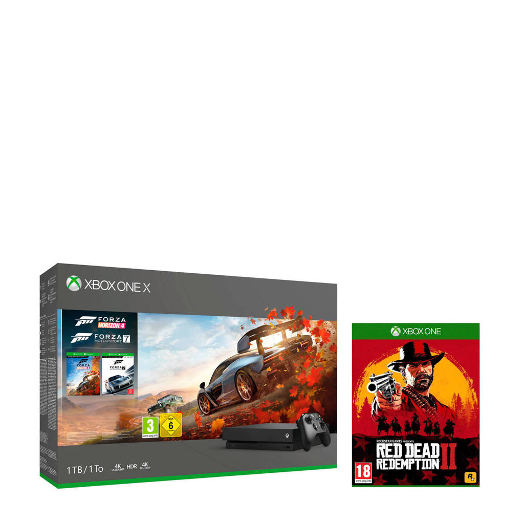 Xbox One X 1TB console + Forza Horizon 4 bundel + Red Dead Redemption 2, Zwart