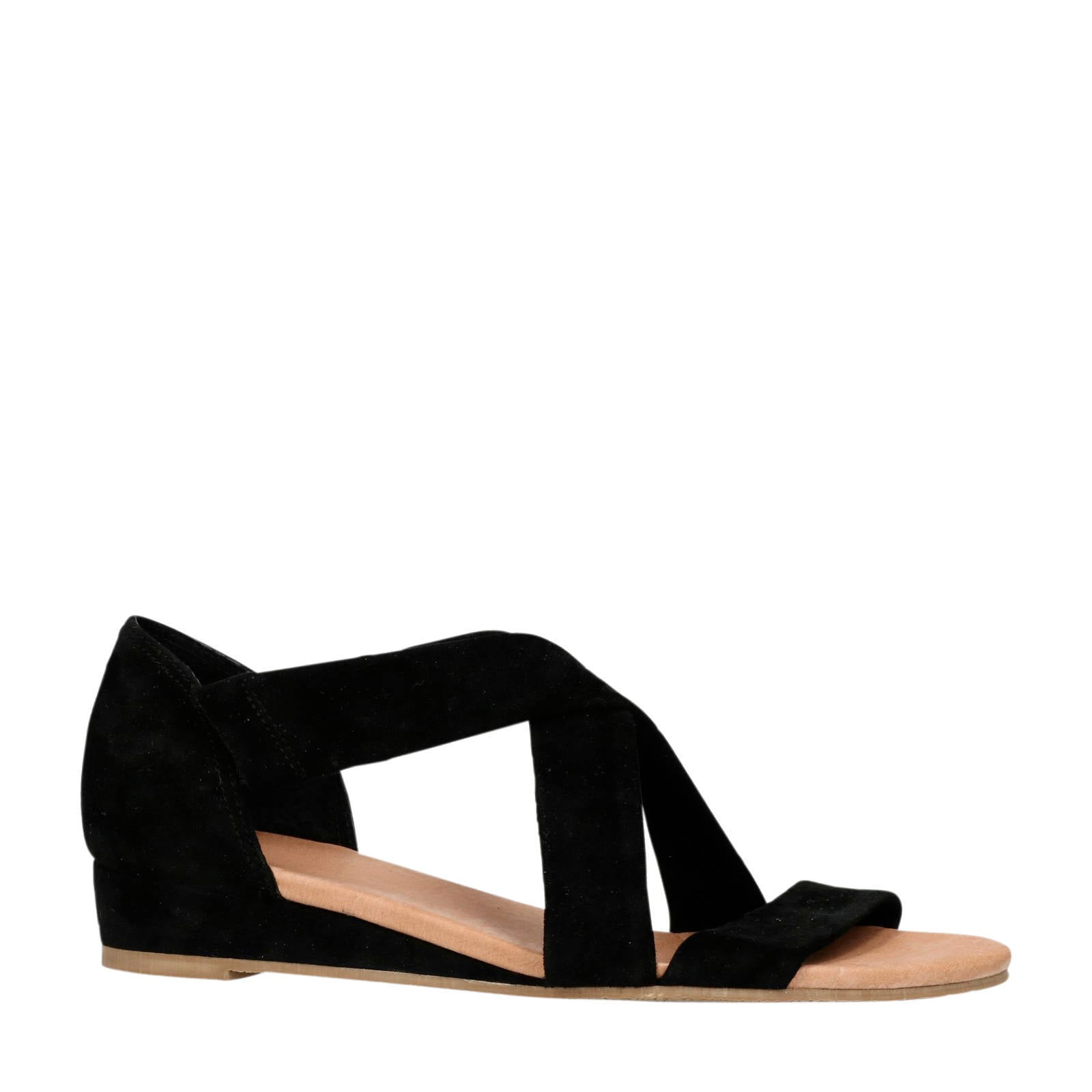 Manfield suède sandalen zwart | wehkamp