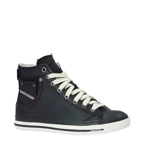 Diesel Exposure Iv W Leren Sneakers Zwart diesel kopen in de aanbieding
