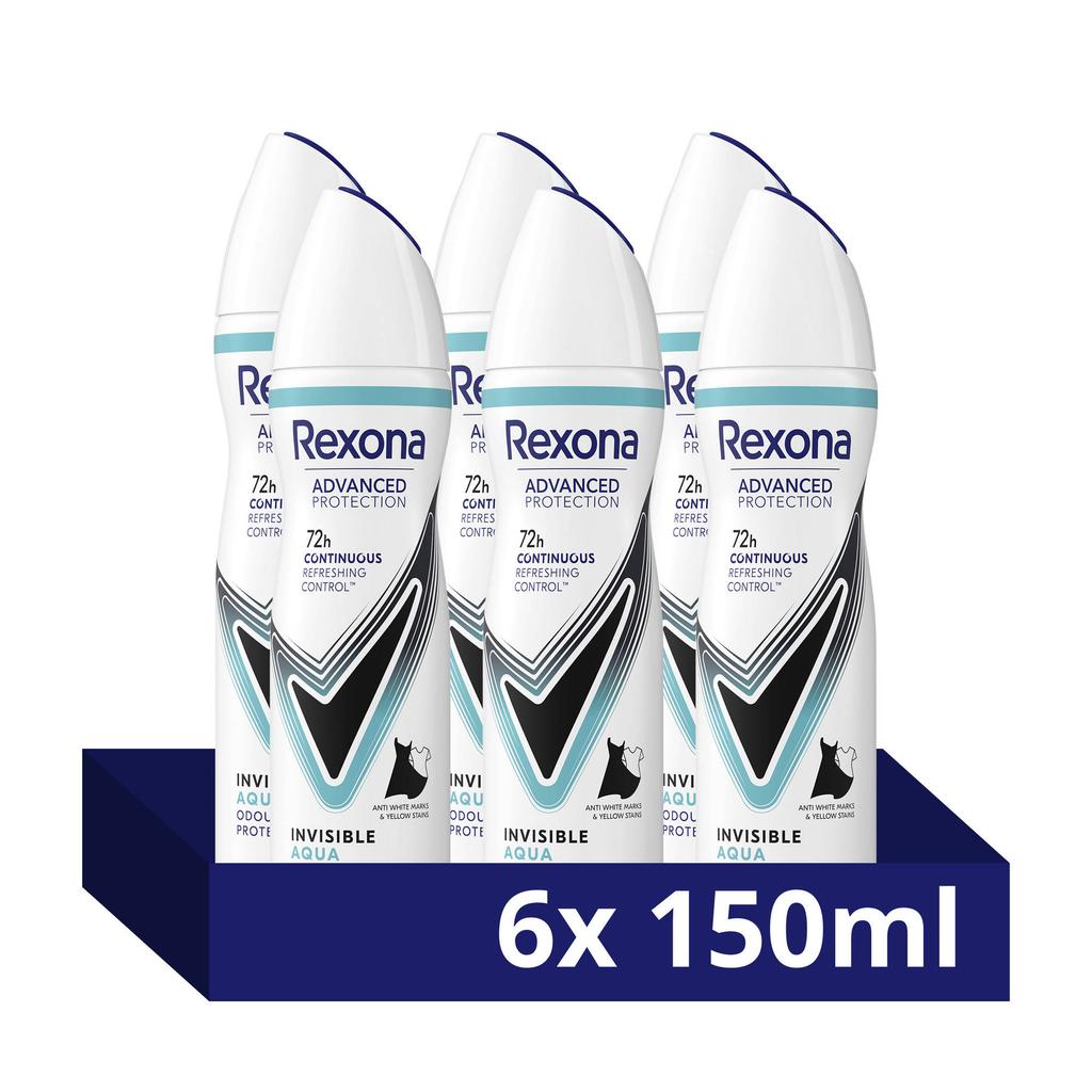 Rexona Women Advanced Protection Invisible Aqua anti-transpirant spray - 6 x 150 ml