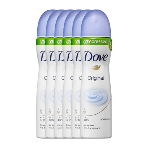 Dove Original Deodorant Spray Compressed 6X75 Ml Anti Transpirant dove kopen in de aanbieding