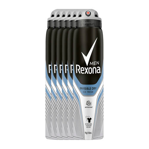 Rexona Men Invisible Ice Deodorant Spray 6X150 Ml rexona kopen in de aanbieding