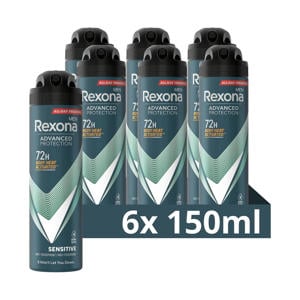 Wehkamp Rexona Men Sensitive anti-transpirant spray - 6 x 150 ml aanbieding