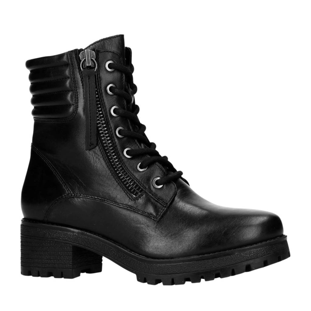 Shoecolate Leren Veterboots Zwart Shoecolate Leren Veterboots