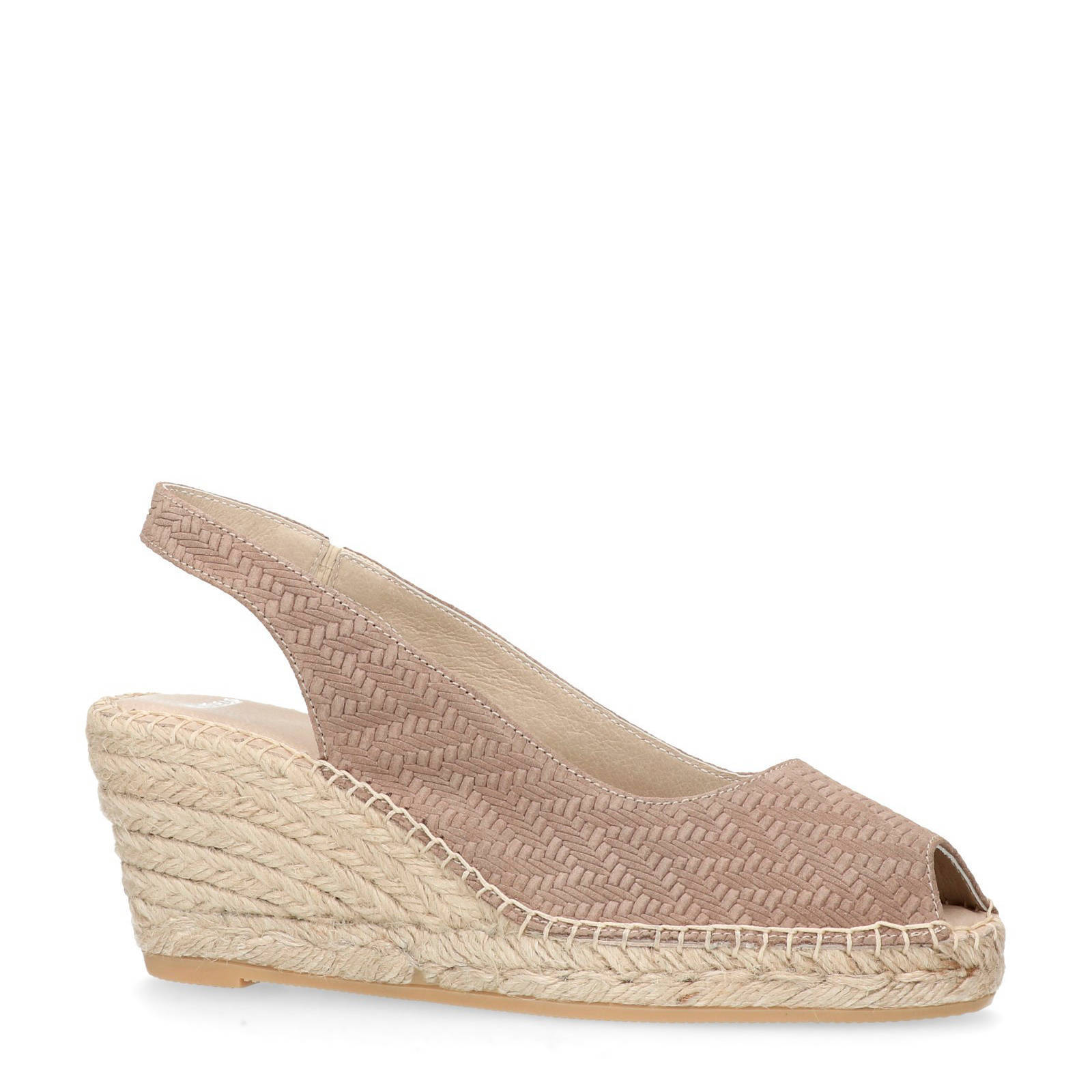 Manfield leren espadrilles met sleehak taupe | wehkamp