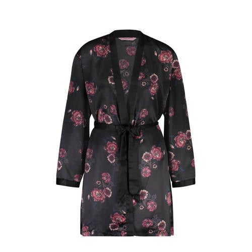 Hunkemoller Satijnen Kimono Zwart hunkemoller kopen in de aanbieding