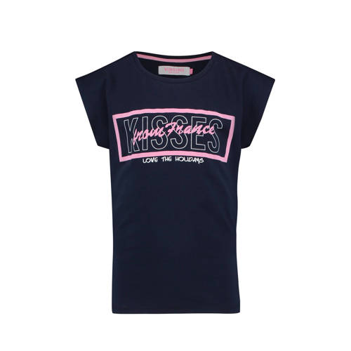Vingino T Shirt Hanoes Met Tekst Blauw vingino kopen in de aanbieding