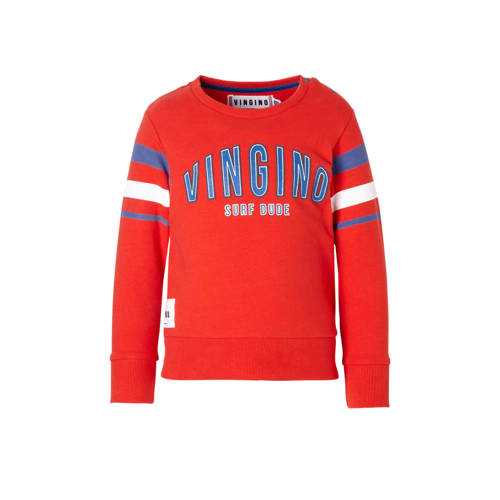 Vingino Sweater Met Tekst Neil Rood vingino kopen in de aanbieding