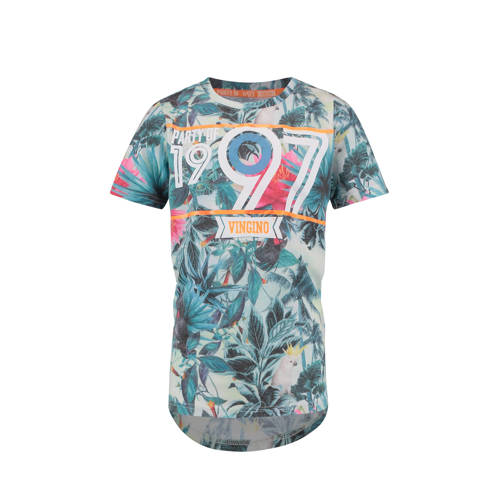 Vingino T Shirt Henson Met Alloverprint Groen vingino kopen in de aanbieding