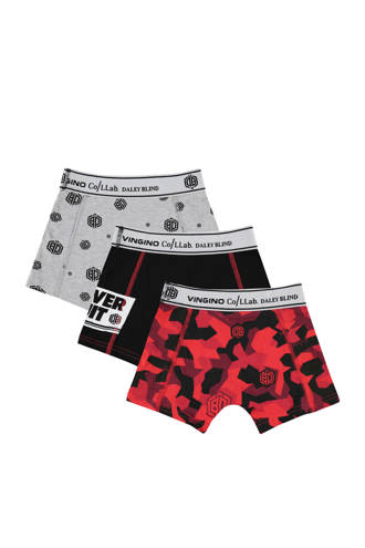 boxershort - set van 3 Daley Blind rood/zwart