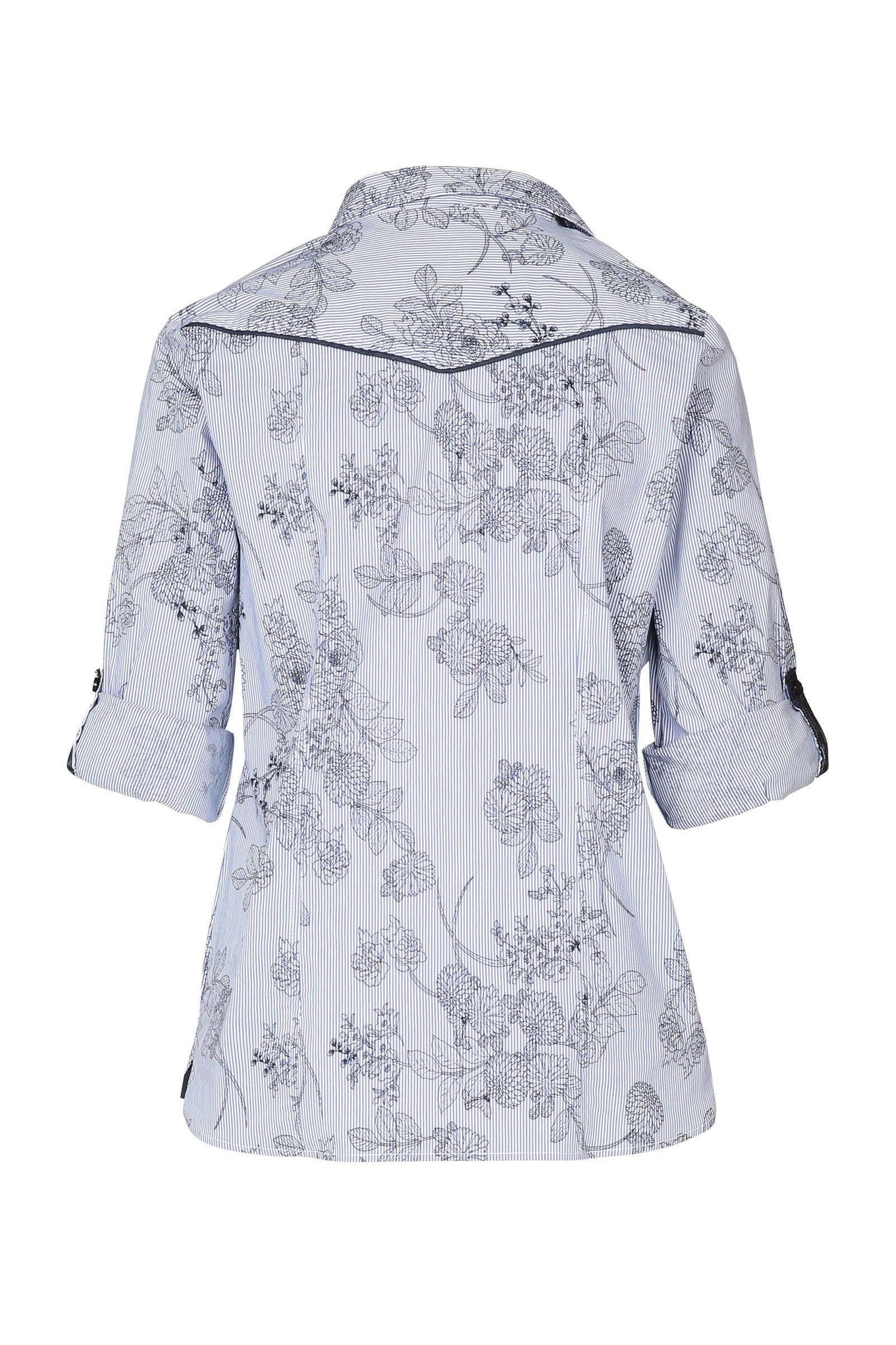 Cassis marine gestreepte blouse met bloemenprint TrqOTxXw