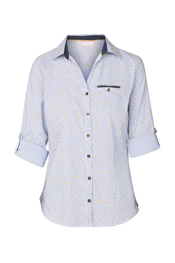 geel Cassis blauw blouse Cassis blouse blauw q4WHEXzzw