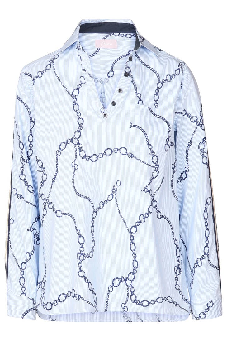 print met blauw blouse ketting Cassis wfpx608f