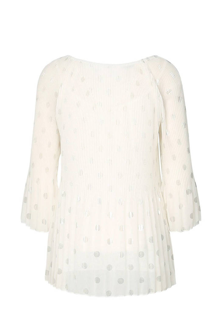 tuniek Cassis plissé ecru stippenprint met 15wxZUqY