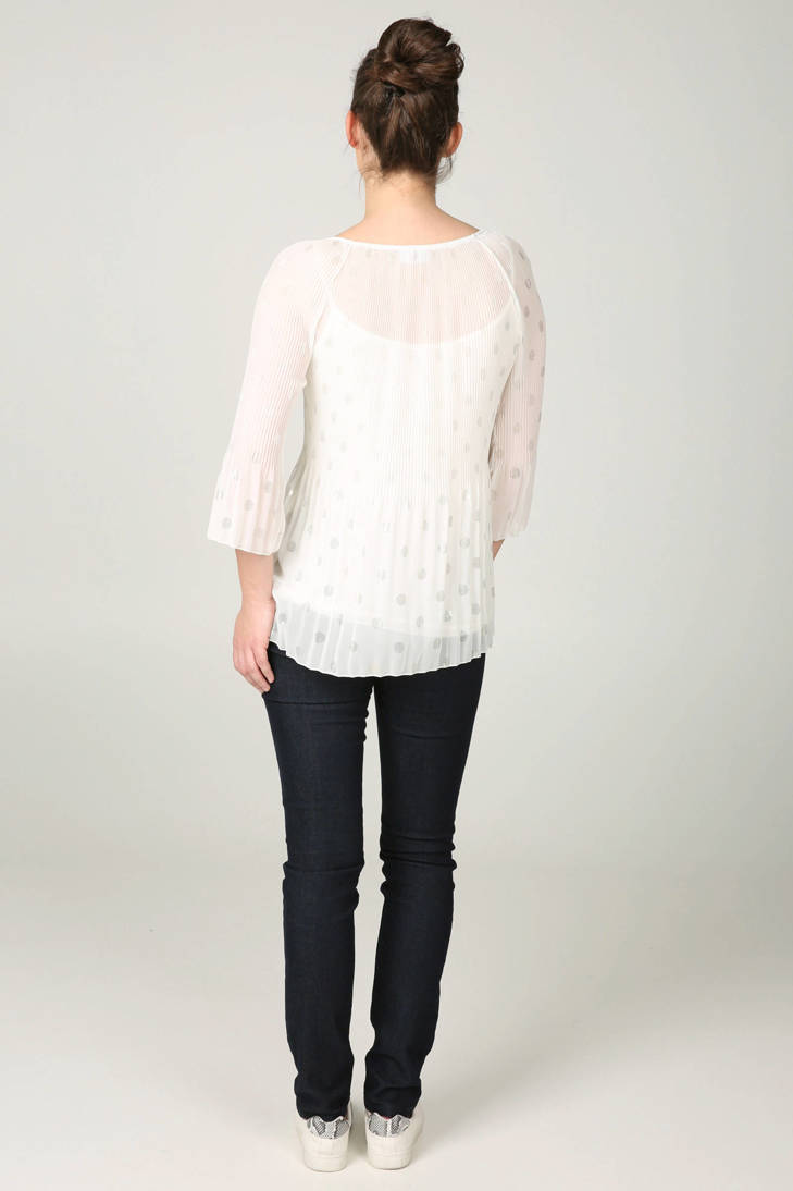 tuniek Cassis plissé ecru stippenprint met 15wxZUqY