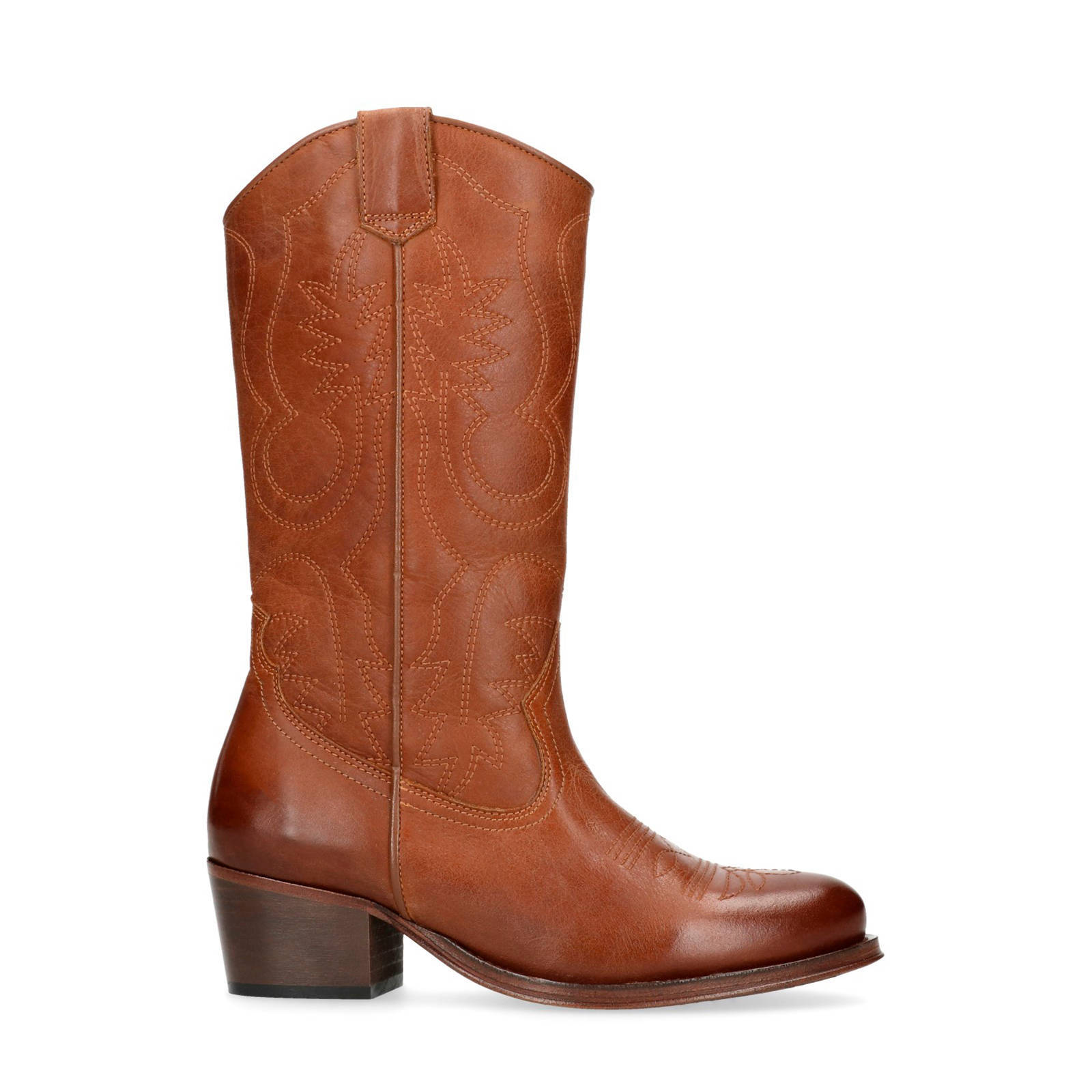 Sacha leren cowboylaarzen cognac | wehkamp Western laars in cognac leer | Lucchese | sierstiksels