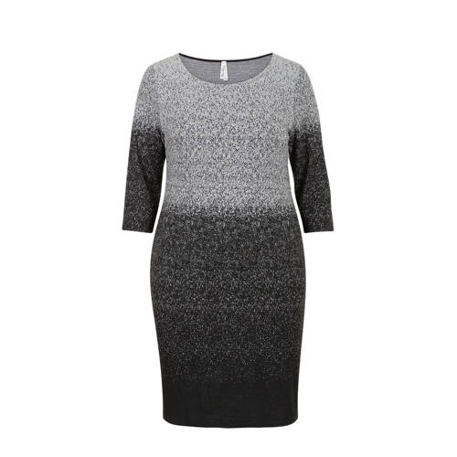 Miss Etam Plus Gemeleerde Jurk Zwart miss etam kopen in de aanbieding