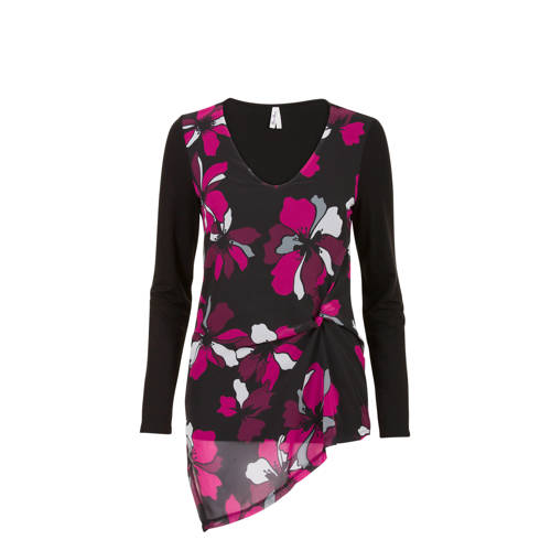 Miss Etam Regulier Top Met Bloemprint Zwart miss etam kopen in de aanbieding