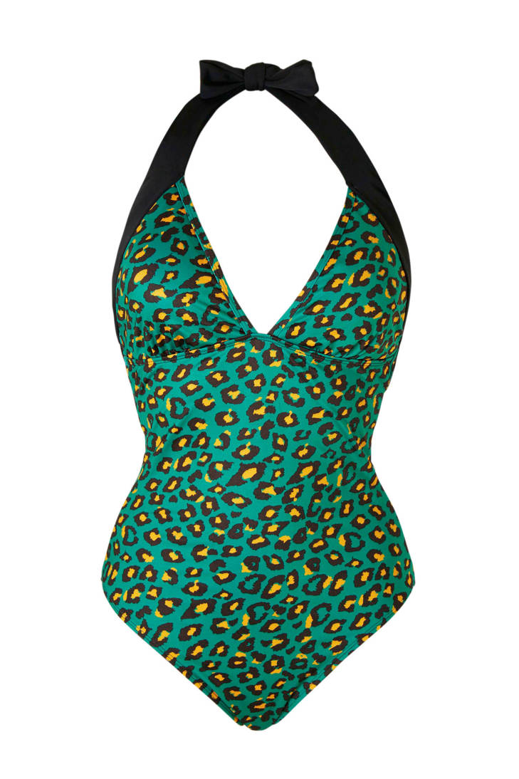 met halter panterprint corrigerende whkmp's groen badpak beachwave q4SIBpwO