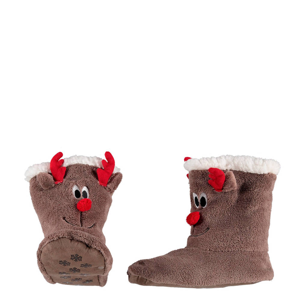 Apollo kids kerst sloffen bruin kids, Bruin