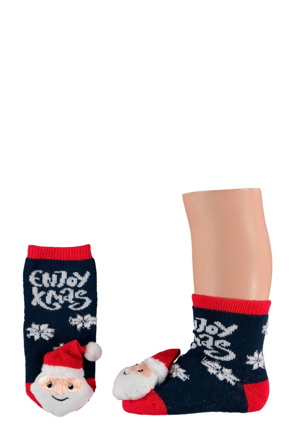 Apollo baby kerst sokken (2 paar) zwart, Zwart/rood