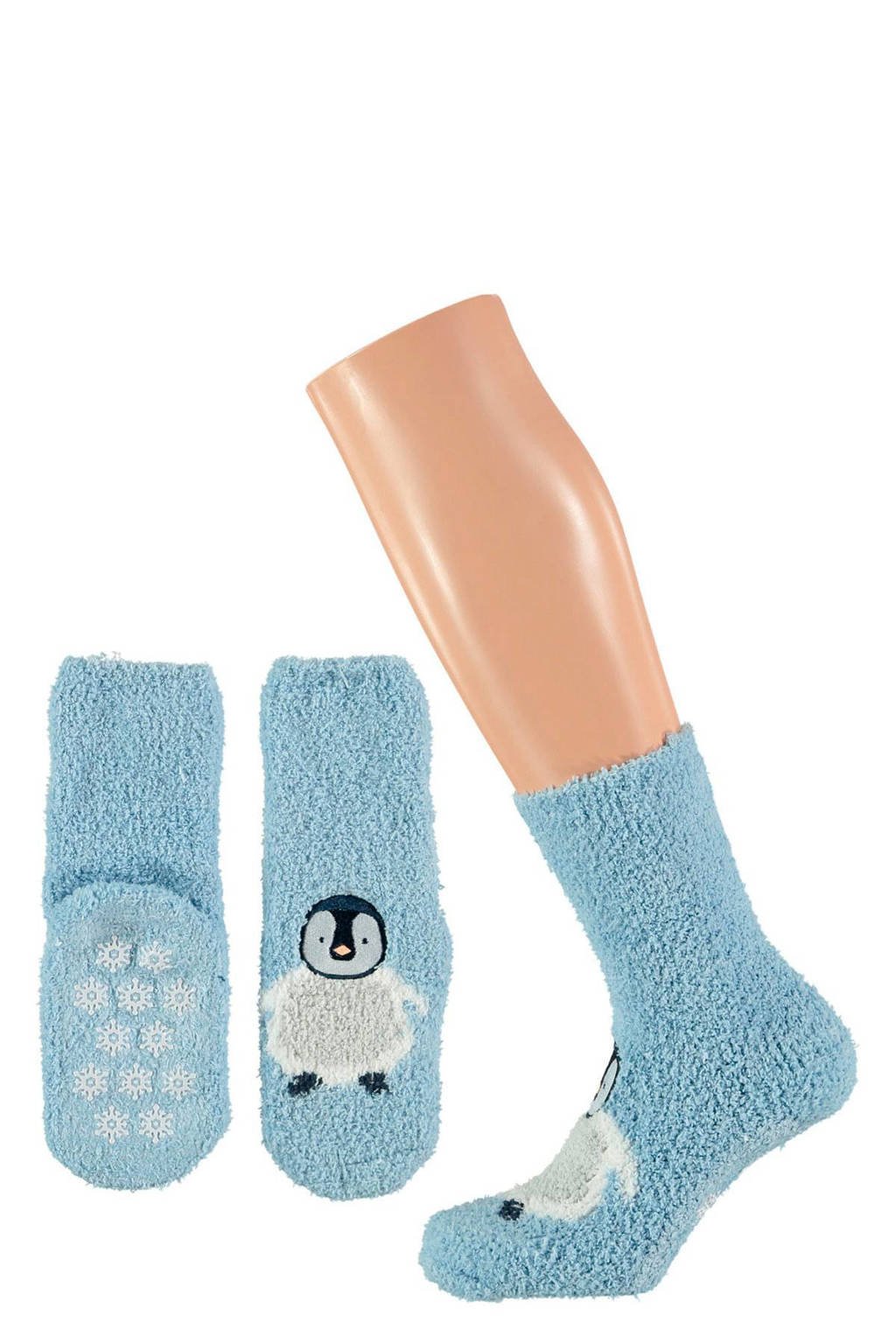 Apollo giftbox sokken kerst kids blauw, Pinguin