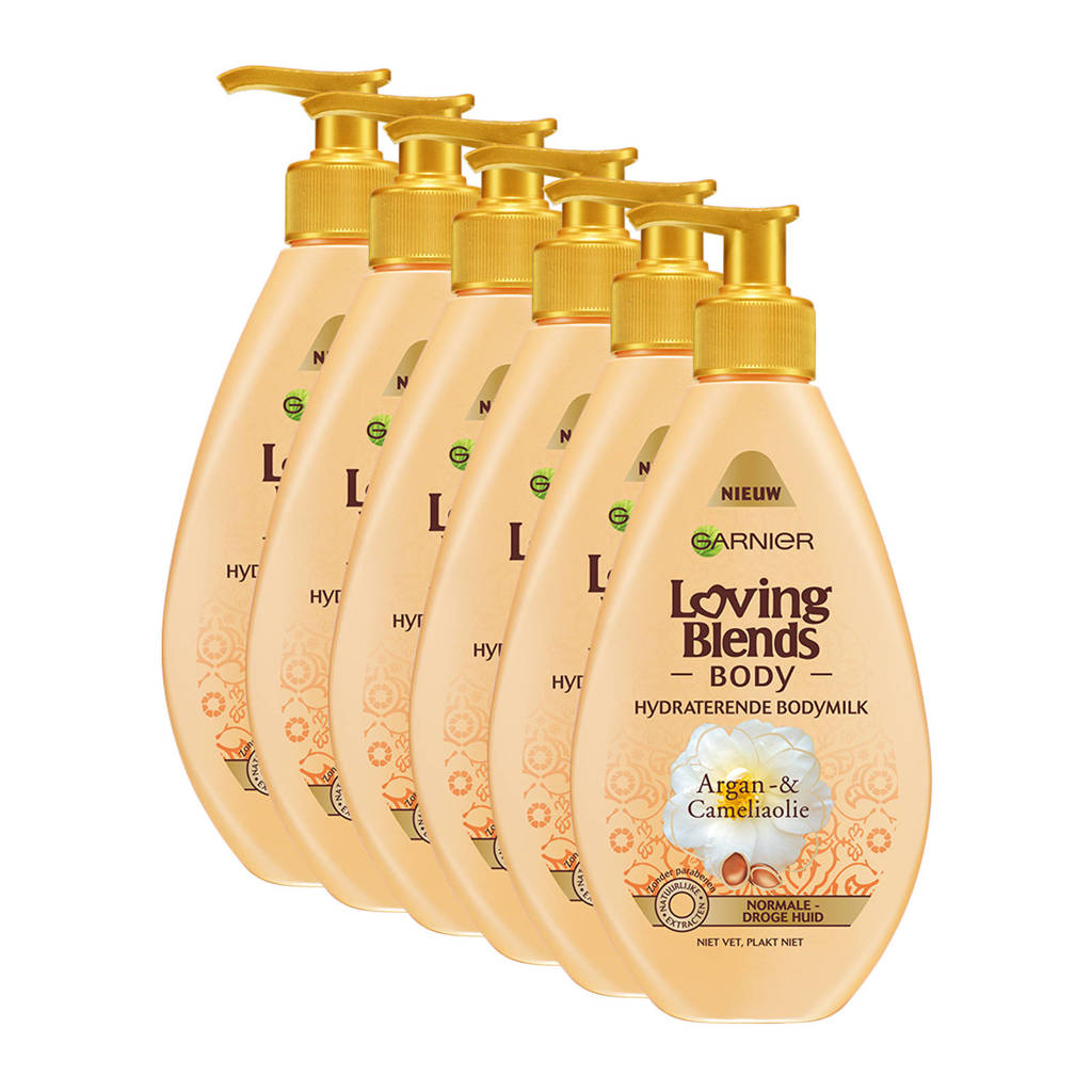 Garnier Loving Blends Body Argan- & Cameliaolie - hydraterende bodymilk - 6x 250 ml multiverpakking
