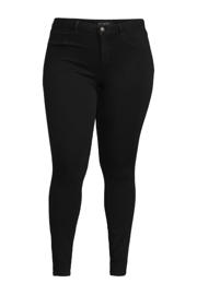 thumbnail: Zwarte dames ONLY CARMAKOMA high waist skinny jeans van stretchdenim met rits- en knoopsluiting