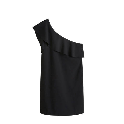 Violeta by Mango one shoulder jurk met ruche zwart Violeta by Mango one shoulder jurk met ruche zwart