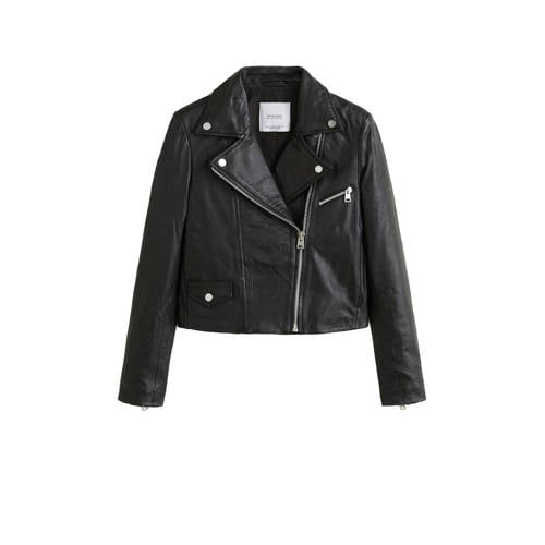 Mango Leren Bikerjack mango kopen in de aanbieding