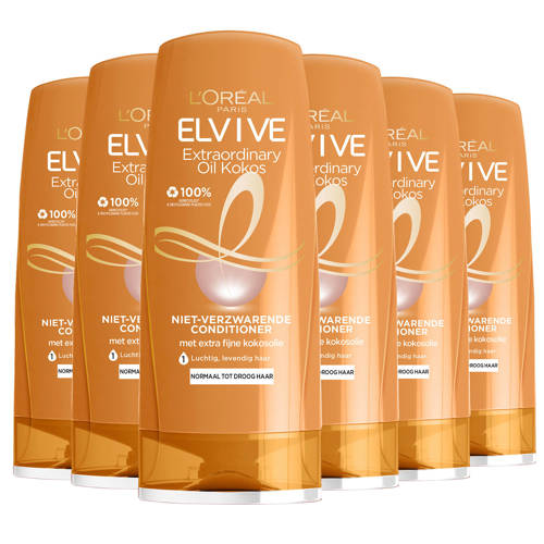 Wehkamp L'Oréal Paris Elvive Extraordinary Oil Kokos conditioner - 6 x 200 ml - voordeelverpakking aanbieding