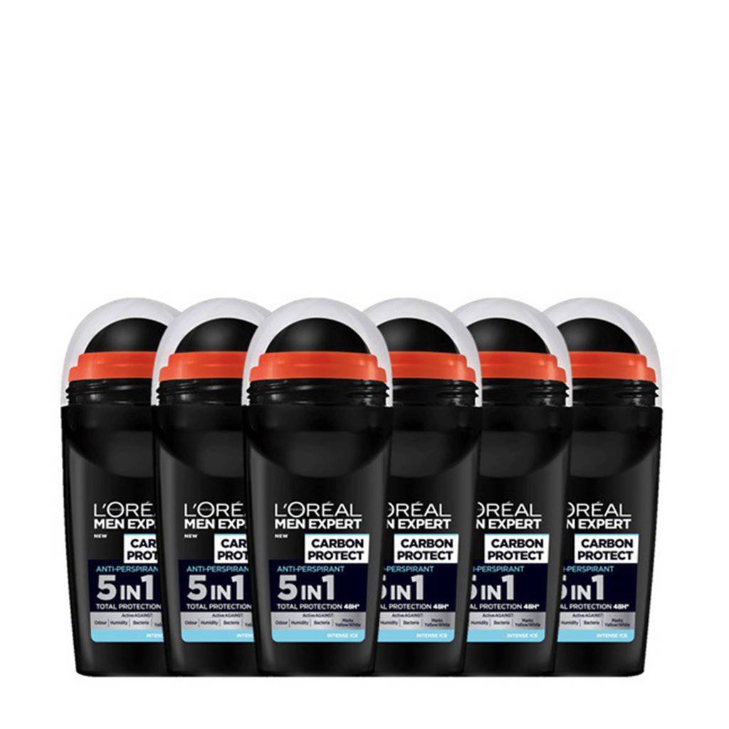 L'Oréal Paris Men Expert Deodorant roller carbon protect 5in1 - 6 x 50 ml - voordeelverpakking