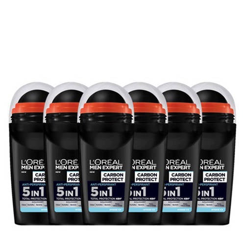 L'Oréal Paris Men Expert Deodorant roller carbon protect 5in1 - 6 x 50 ml - voordeelverpakking afbeelding