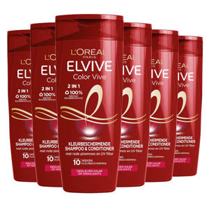 Wehkamp L'Oréal Paris Elvive Color Vive 2-in-1 shampoo & conditioner - 6 x 250 ml - voordeelverpakking aanbieding
