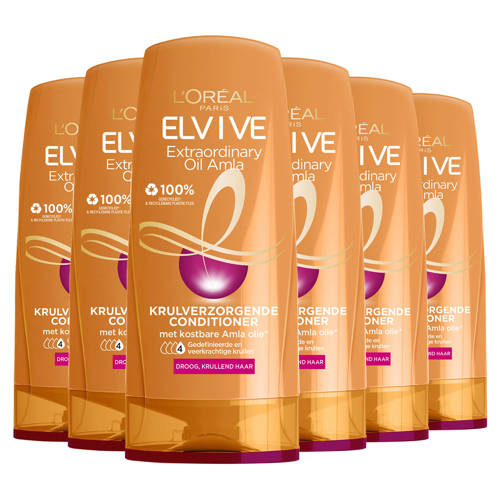 Wehkamp L'Oréal Paris Elvive Extraordinary Oil Krulverzorging conditioner - 6 x 200 ml - voordeelverpakking aanbieding